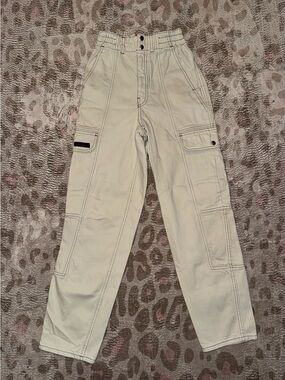 BDG Cream Utility Cargo Pants with High Elastic Waist